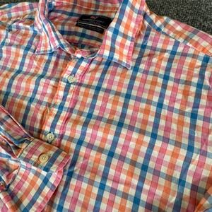 Vineyard Vines Cooper Shirt Mens 2XL Plaid Cotton Linen Classic Fit Multi Color